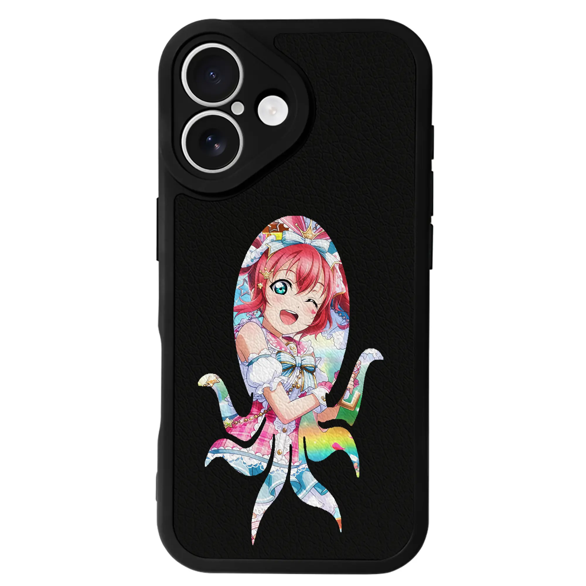 Love Live! グッズ,黒澤ルビィ - IPhone 16シリーズ対応 ・ シリコンスマホケース ・ レザー調 ・ 高精度フィット ・ 耐衝撃 ・ ワイヤレス充電対応 ・ 精密カット